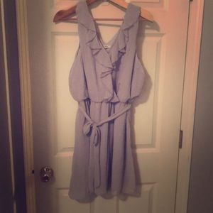 Muted lavender ruffle tie dress